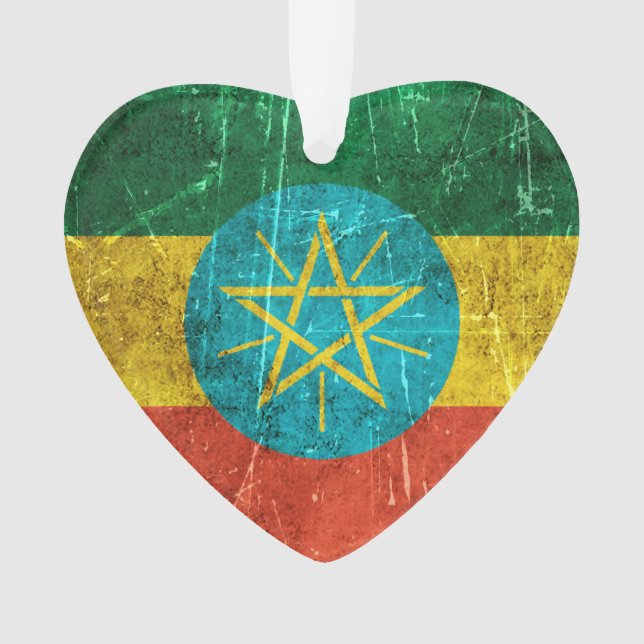 Drapeau âgé et rayé de cru de l'Ethiopie (devant)