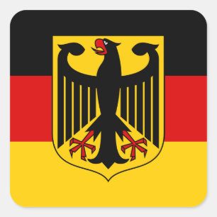Drapeau allemand avec Sticker en crête (Carré)