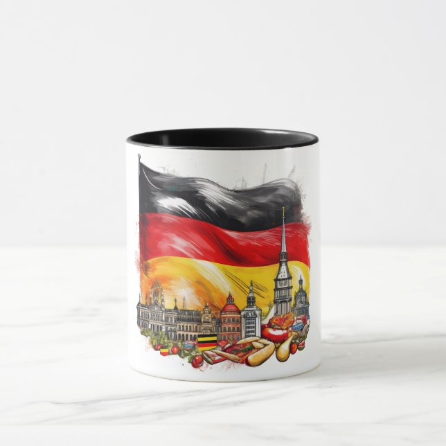 Drapeau allemand et marque de repère Mug - Icônes  (Centre)
