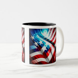 Drapeau américain Abstrait Mug à deux tons, 11 oz