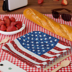 Drapeau américain assiettes en papier pailletées d