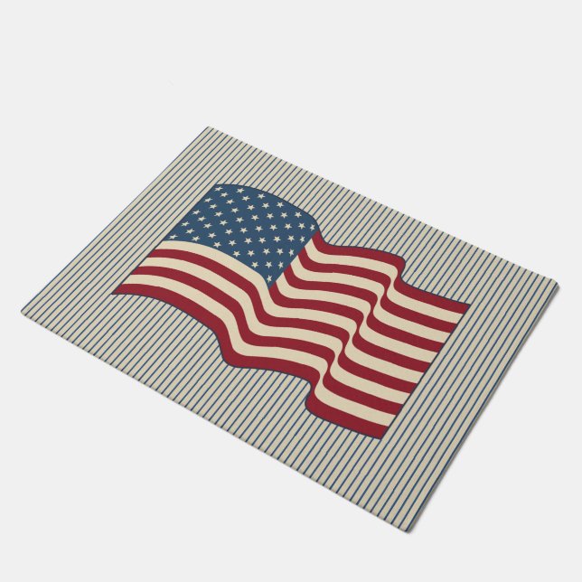 Drapeau américain Bienvenue Mat Doormat Tapis Cade (Incliné)