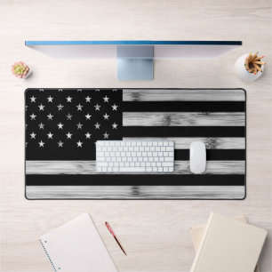 Drapeau américain Bois rustique Noir Blanc Patriot