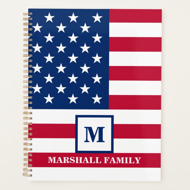 Drapeau américain Customisé Monogramme 4 juillet (Devant)