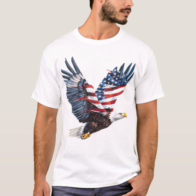 Drapeau américain d'aigle patriotique T-shirt (Devant)