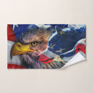 Drapeau américain de loup d'aigle chauve Patriotiq