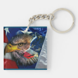 Drapeau américain du loup d'aigle chauve