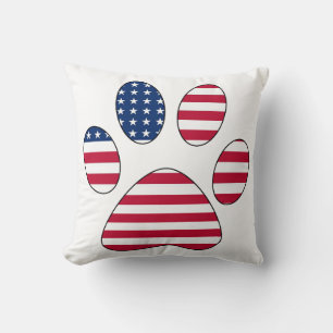 Drapeau américain empreinte de patte coussin