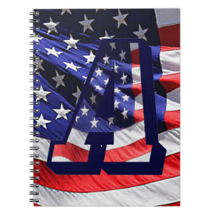 Drapeau américain et lettre "A" Carnet spiral
