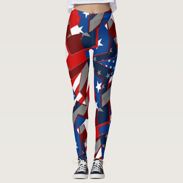 Drapeau américain étoiles Leggings Motifs Abstrait (Devant)
