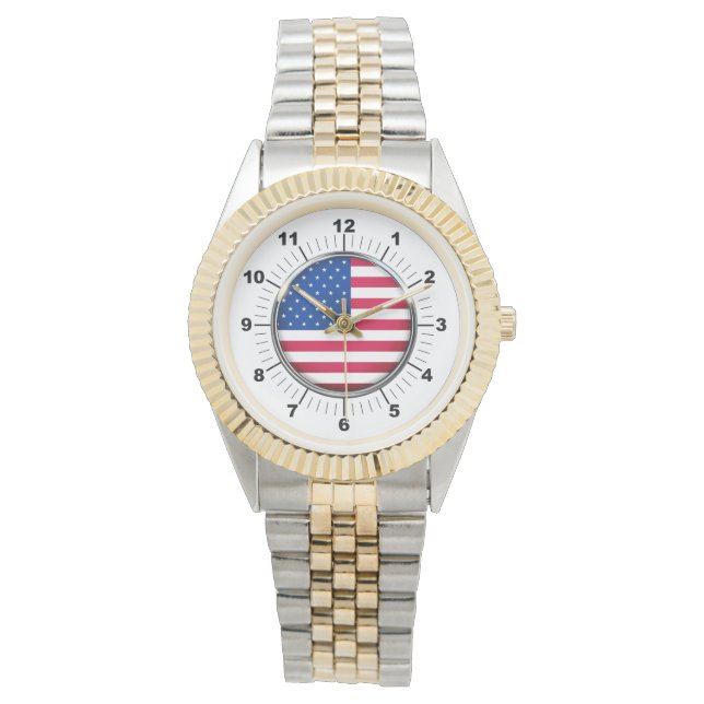 Drapeau américain masculin Montre bracelet à deux  (devant)