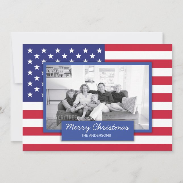 Drapeau américain patriotique Carte photo de vacan (Devant)
