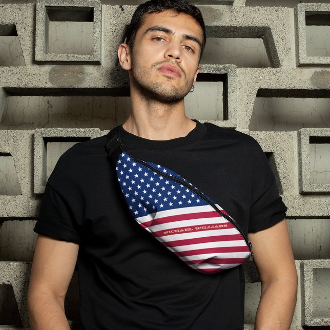 Drapeau américain Patriotique Monogramme Taille Cr (American Flag Patriotic Monogram Waist Crossbody Fanny Pack)