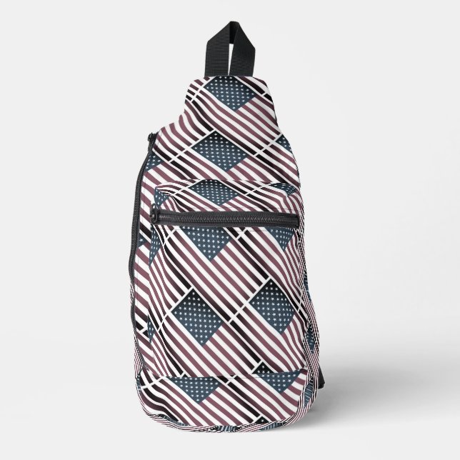 Drapeau américain patriotique motif Crossbody Sacs (Recto)