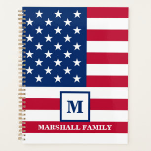 Drapeau américain personnalisé avec monogramme USA