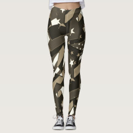 Drapeau américain Stars Sepia Leggings d'art Abstr