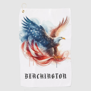 *~* Drapeau américain USA AP16 - Serviette de golf