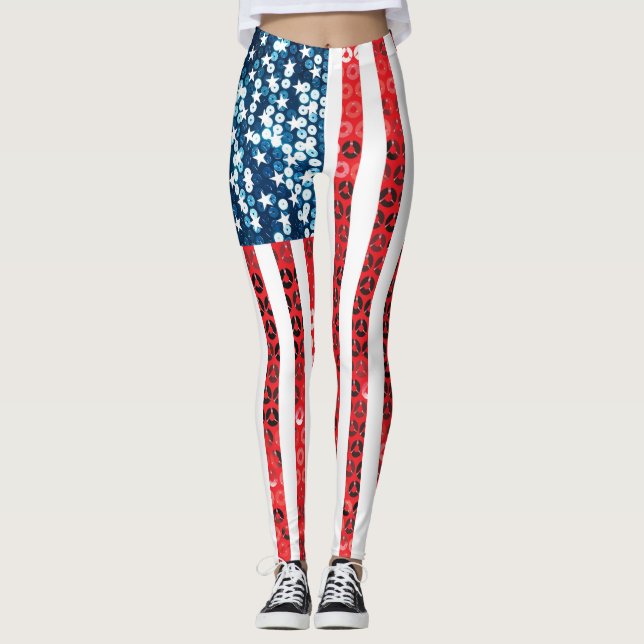 drapeau américain vertical leggings (Devant)