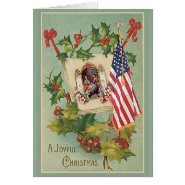 Drapeau américain vintage Nativité Holly Berries (Devant)