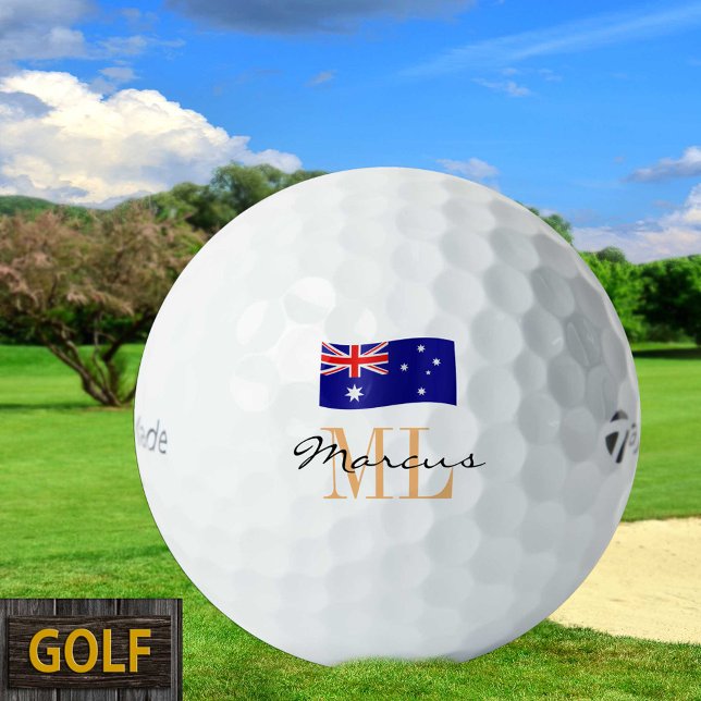 Drapeau australien monogramme et balles de golf au (Créateur téléchargé)