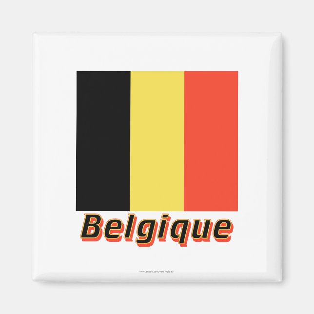 Drapeau Belgique avec le nom en français Magnet (Vorne)
