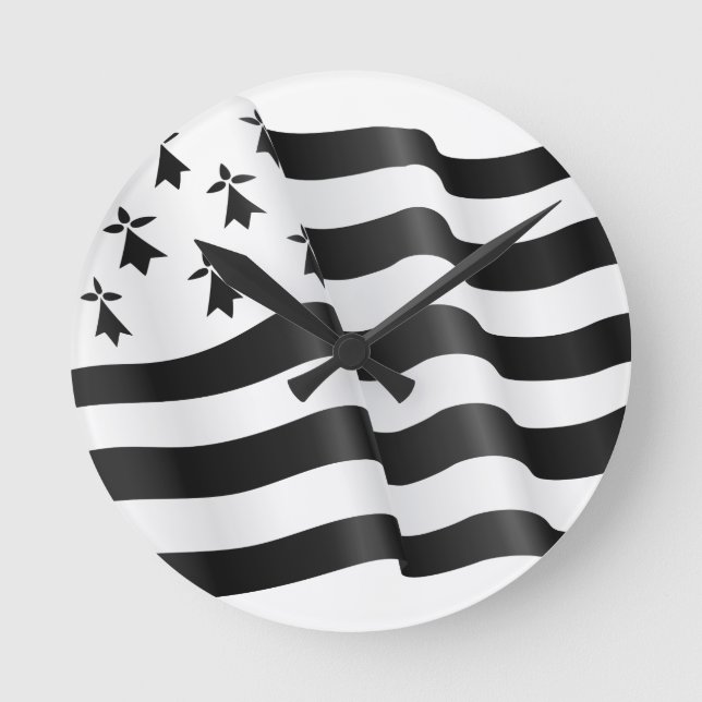 Drapeau breton (Breton flag) Runde Wanduhr (Vorderseite)