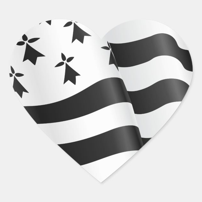 Drapeau breton (bretonische Flagge) Herz-Aufkleber (Vorderseite)