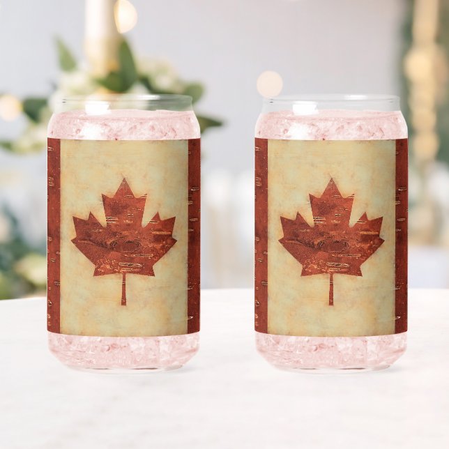 Drapeau Canadien Sur L'Écorce De Birch Intérieur (Insitu (Mariage))