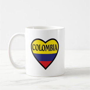 Drapeau cardiaque Colombie Mug de café blanc