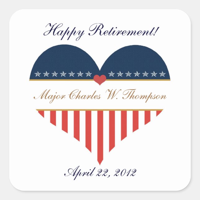 Drapeau cardiaque USA Happy Retirement Stickers (Devant)