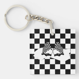 Drapeau Checker et voitures de course