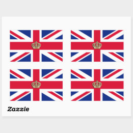 Drapeau Couronne et Union Jack Autocollant Rectang