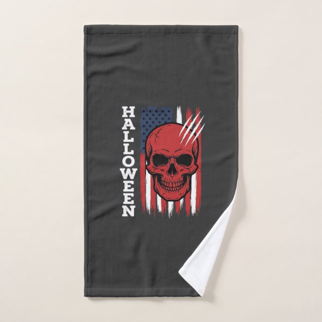 Drapeau crâne Halloween Vector Design_1 (Serviette à main)