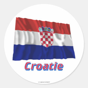 Drapeau Croatie Avec le Nom en français Runder Aufkleber