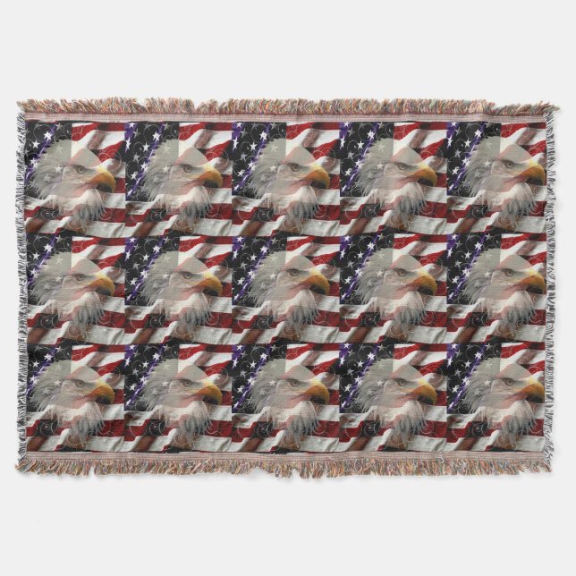 Drapeau d'aigle américain Jetez la couverture (Devant)