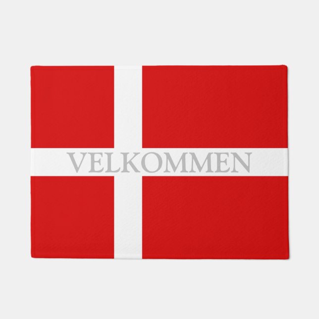 Drapeau danois tapis de porte d'accueil - Velkomme (Devant)