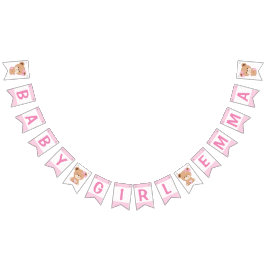 Drapeau de Baby shower d'ours Brown (rose)