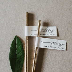 Drapeau de boisson à étiquette de paille Mariage m