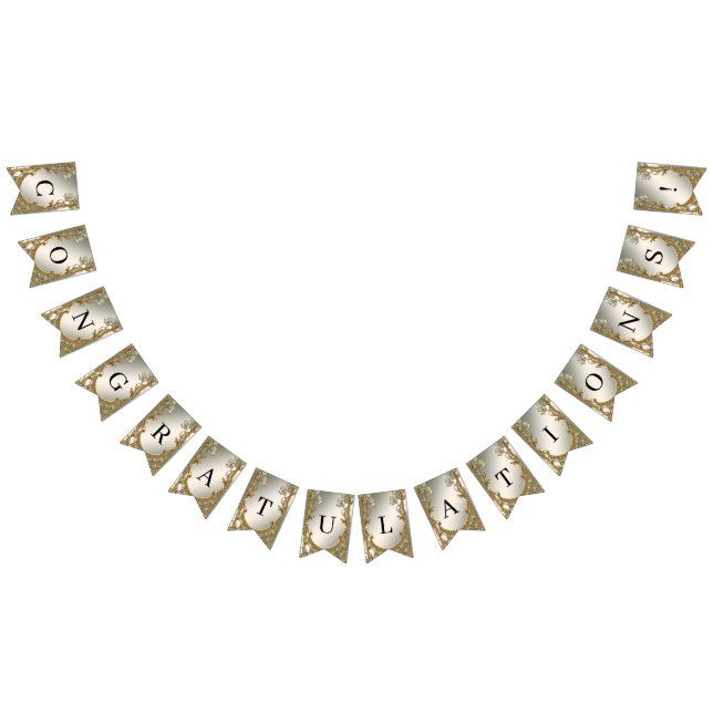 Drapeau de Bunal Floral Blanc Orné Or (Tout)