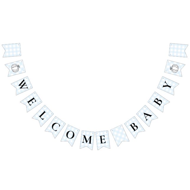 Drapeau de Citrouille Bleu En vichy Baby shower (Tout)