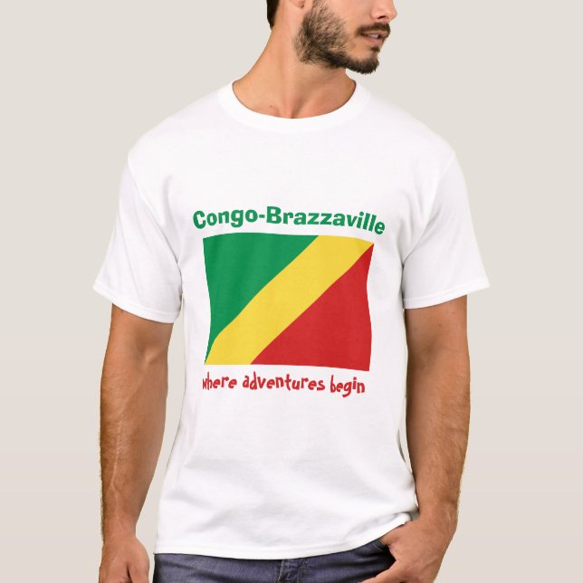 Drapeau de Congo-Brazzaville + Carte + T-shirt des (Devant)
