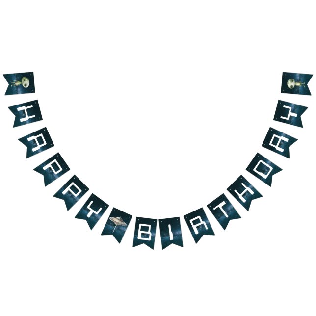 Drapeau de fête d'anniversaire Alien Outer Space (Tout)