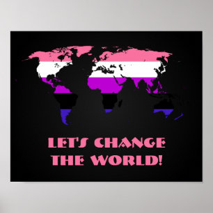 Drapeau de fierté de marque du monde carte poster