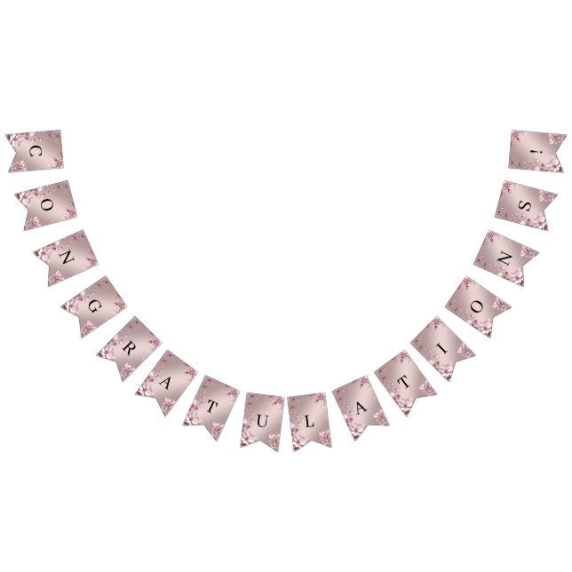 Drapeau de guirlande florale rose délicate (Tout)