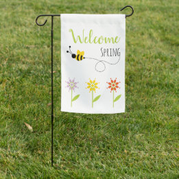 Drapeau De Jardin Bumblebee Daisies Bienvenue Printemps