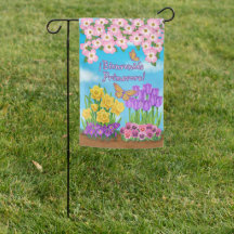 Drapeau du jardin réversible espagnol du printemps