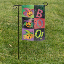 Drapeau de jardin réversible Halloween Boo