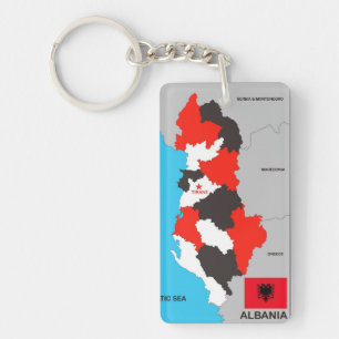 drapeau de la carte politique du pays albanais