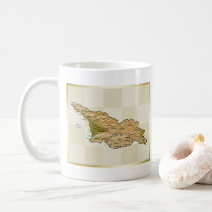 Drapeau de la Géorgie + Tasse de carte