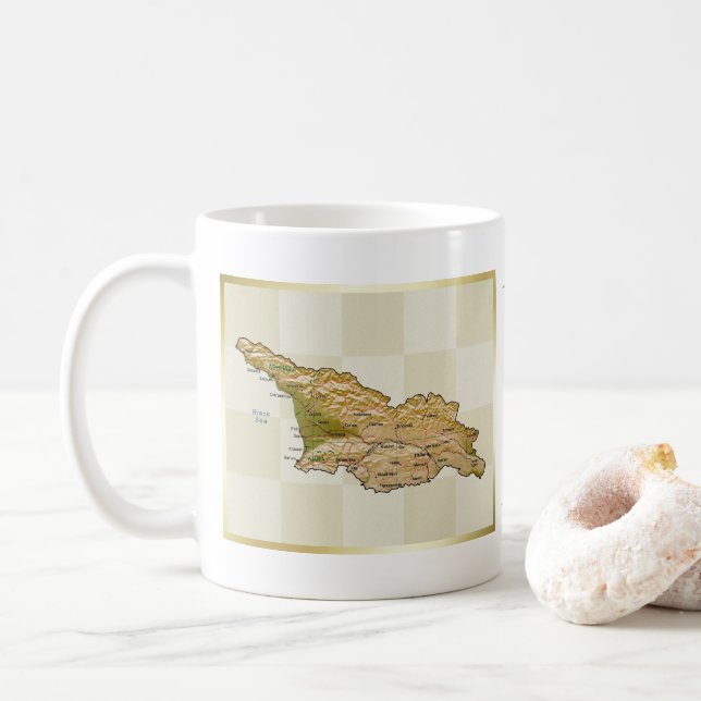 Drapeau de la Géorgie + Tasse de carte (Avec donut)